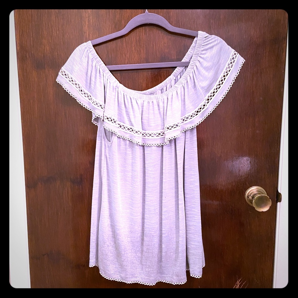 Faded Glory on/off shoulder light gray size L